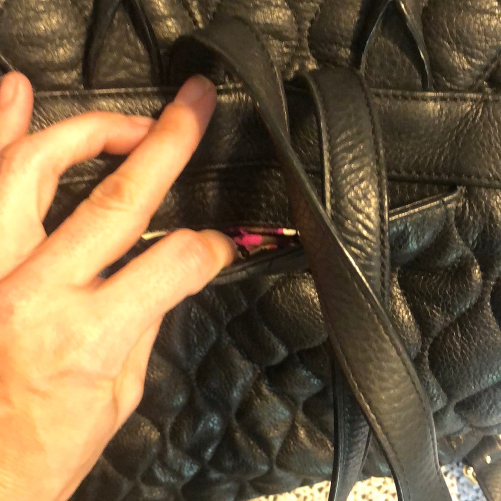 Black Quilted Leather Backpack - image 8